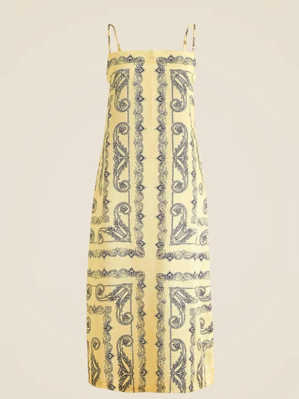 J. Crew Squareneck Midi Dress in Paisley Textured Satin - Size 14